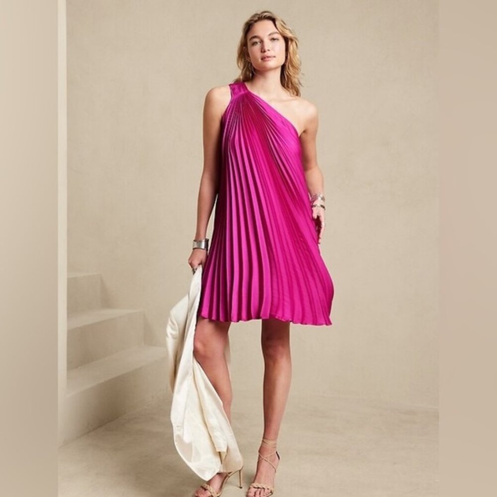 Banana Republic One Shoulder Pleated Dress
